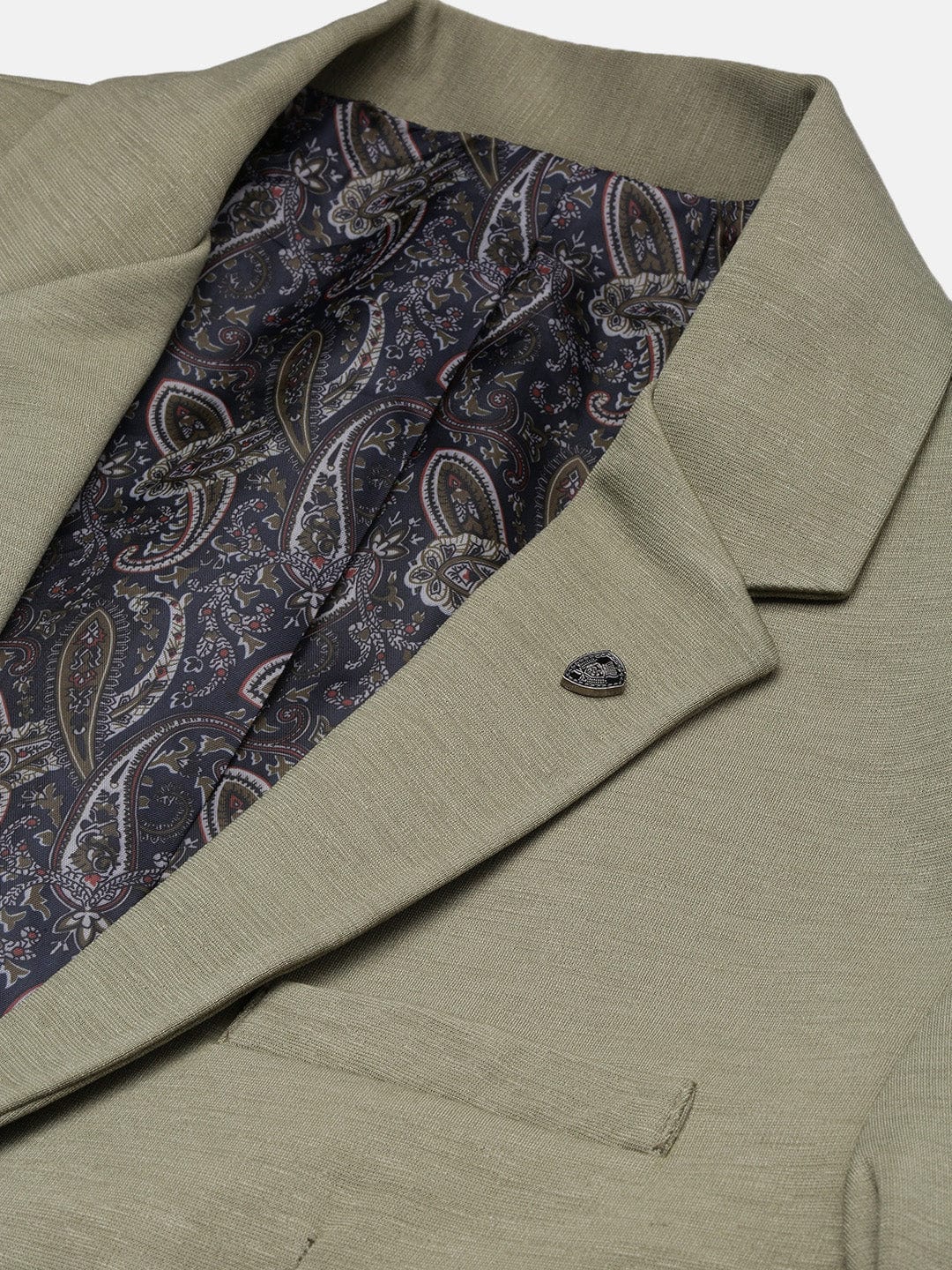 Men's Green Slim Fit Notched Lapel Collar Single Breasted Blazer