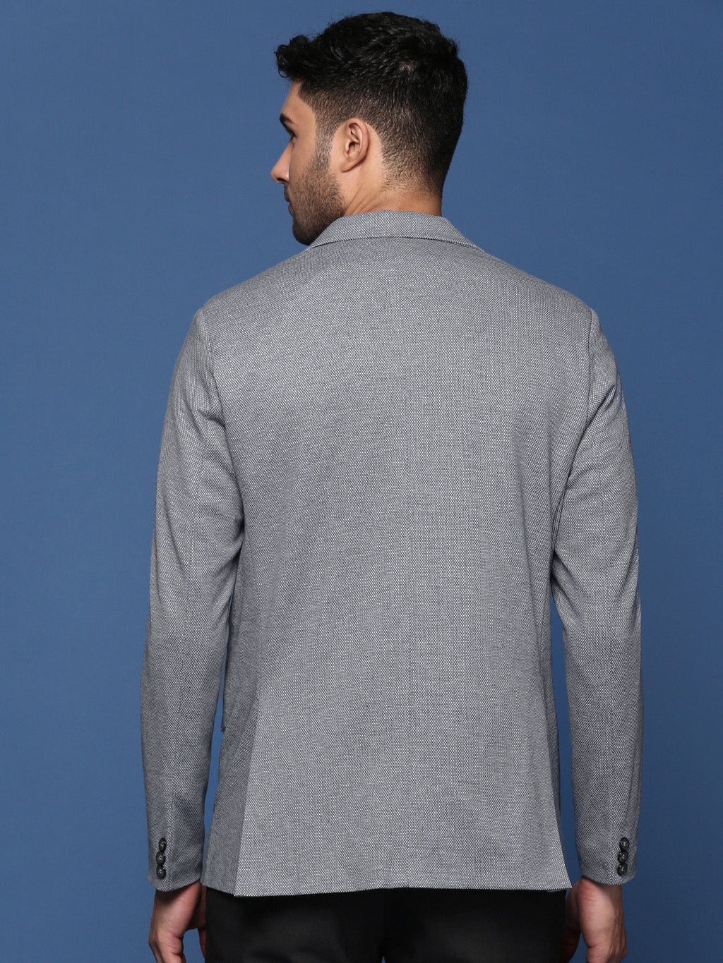 Men's Grey Solid Single Breasted Blazer