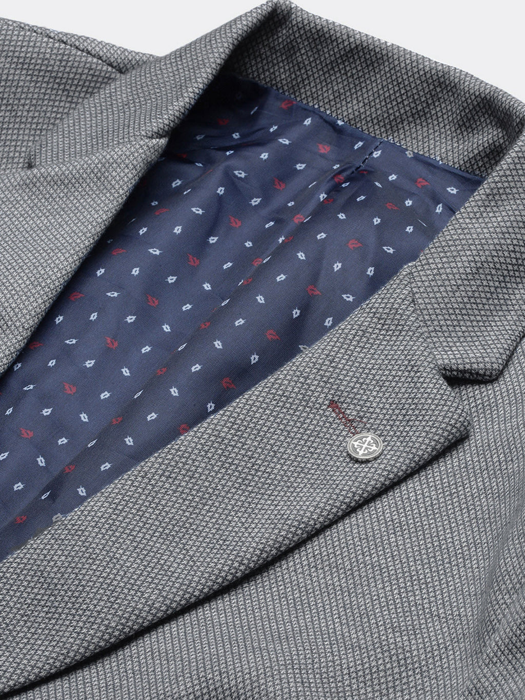 Men's Grey Solid Single Breasted Blazer