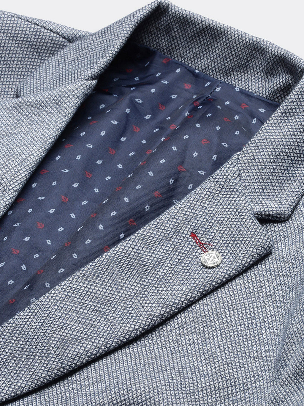 Men's Navy Blue Solid Single Breasted Blazer