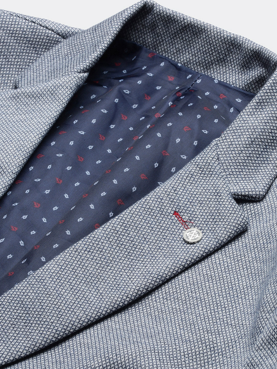 Men's Navy Blue Solid Single Breasted Blazer