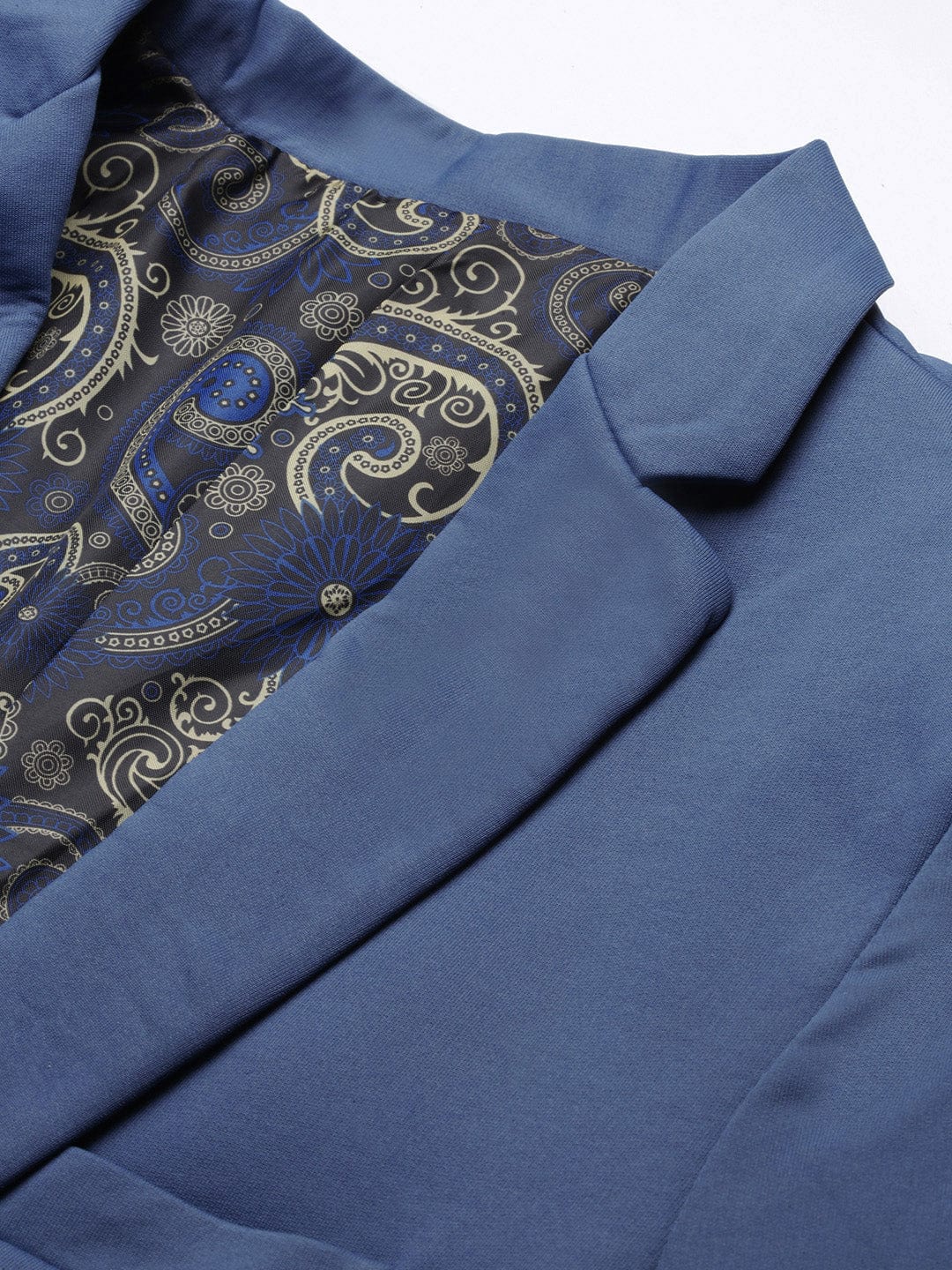 Men's Blue Slim Fit Cotton Single Breasted Blazer