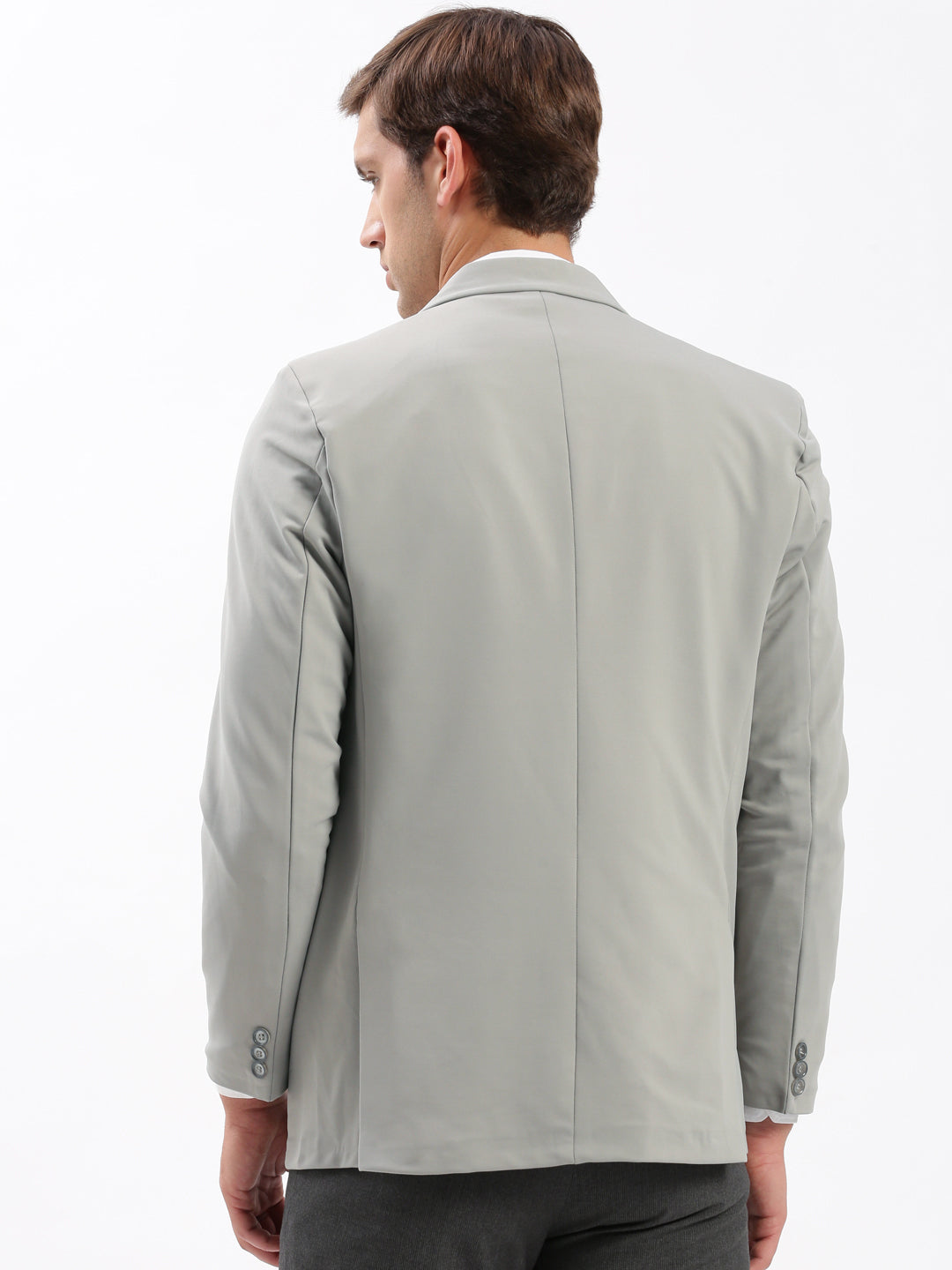Men's Grey Slim Fit Notched Lapel Single-Breasted Casual Blazer