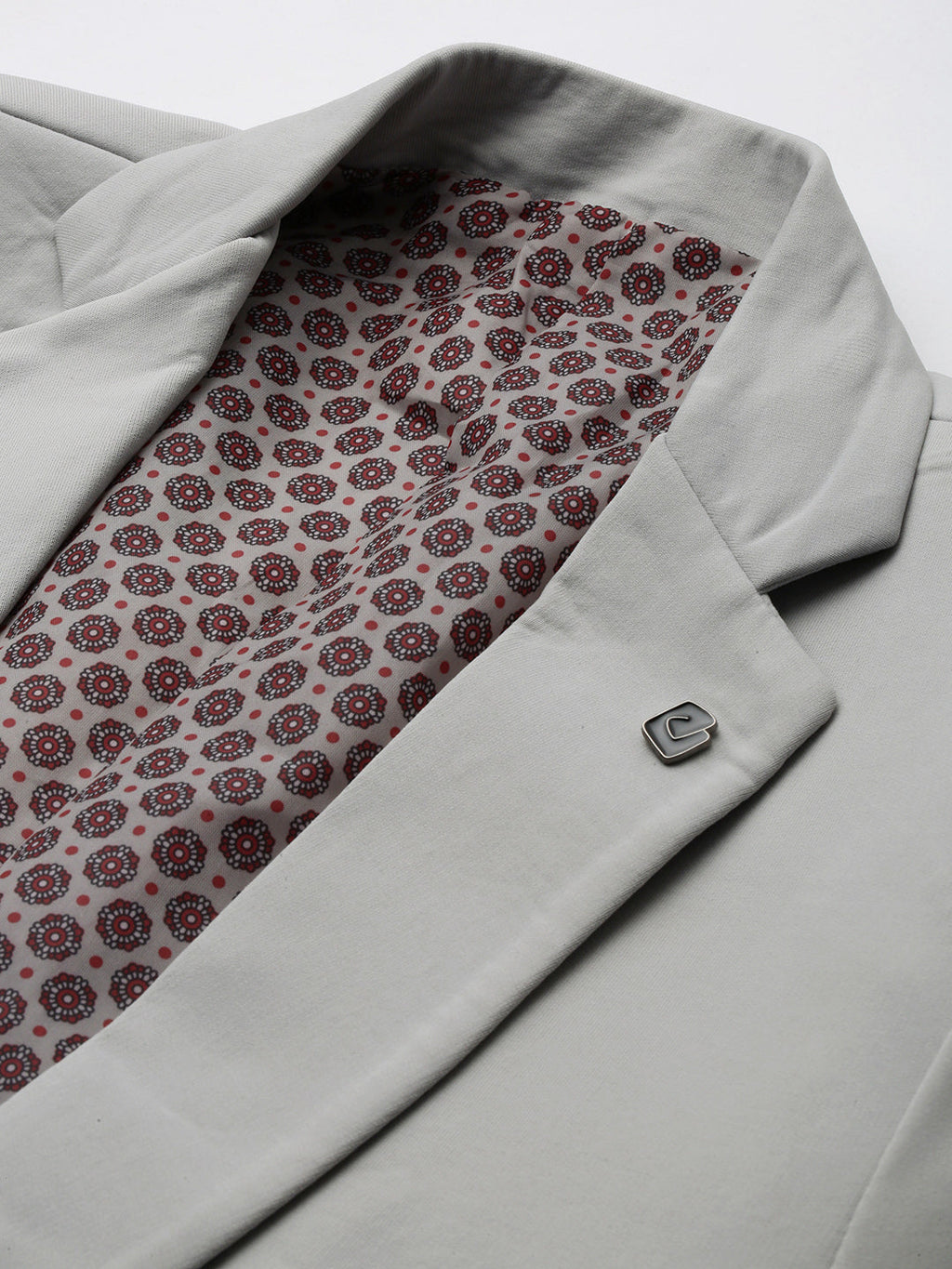 Men's Grey Slim Fit Notched Lapel Single-Breasted Casual Blazer