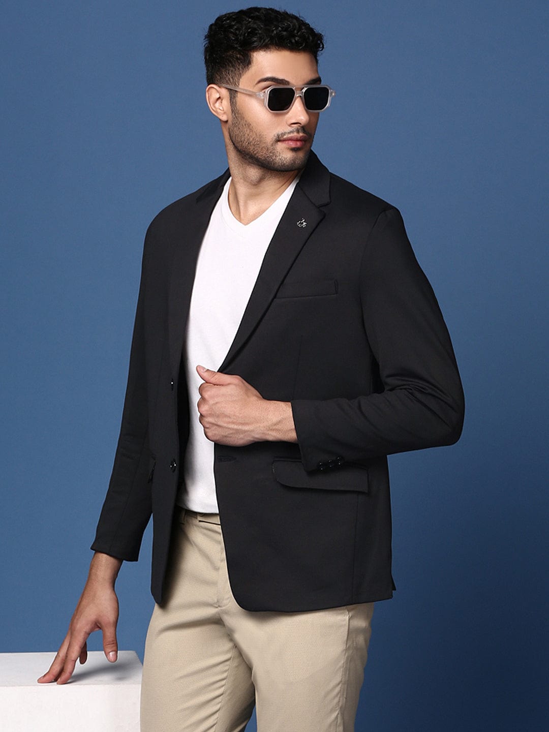 Men's Black Single Breasted Slim Fit Casual Blazer
