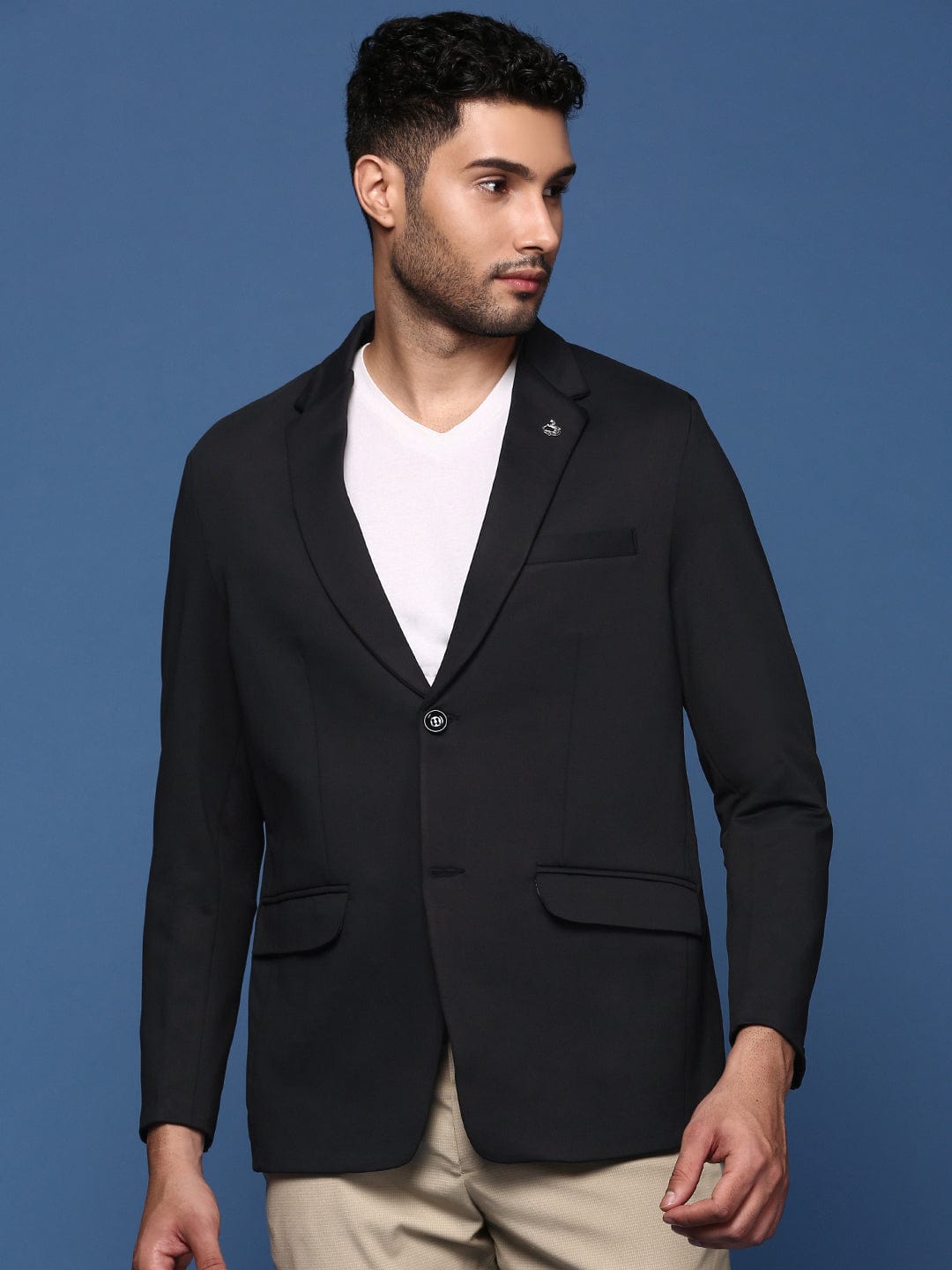 Men's Black Single Breasted Slim Fit Casual Blazer