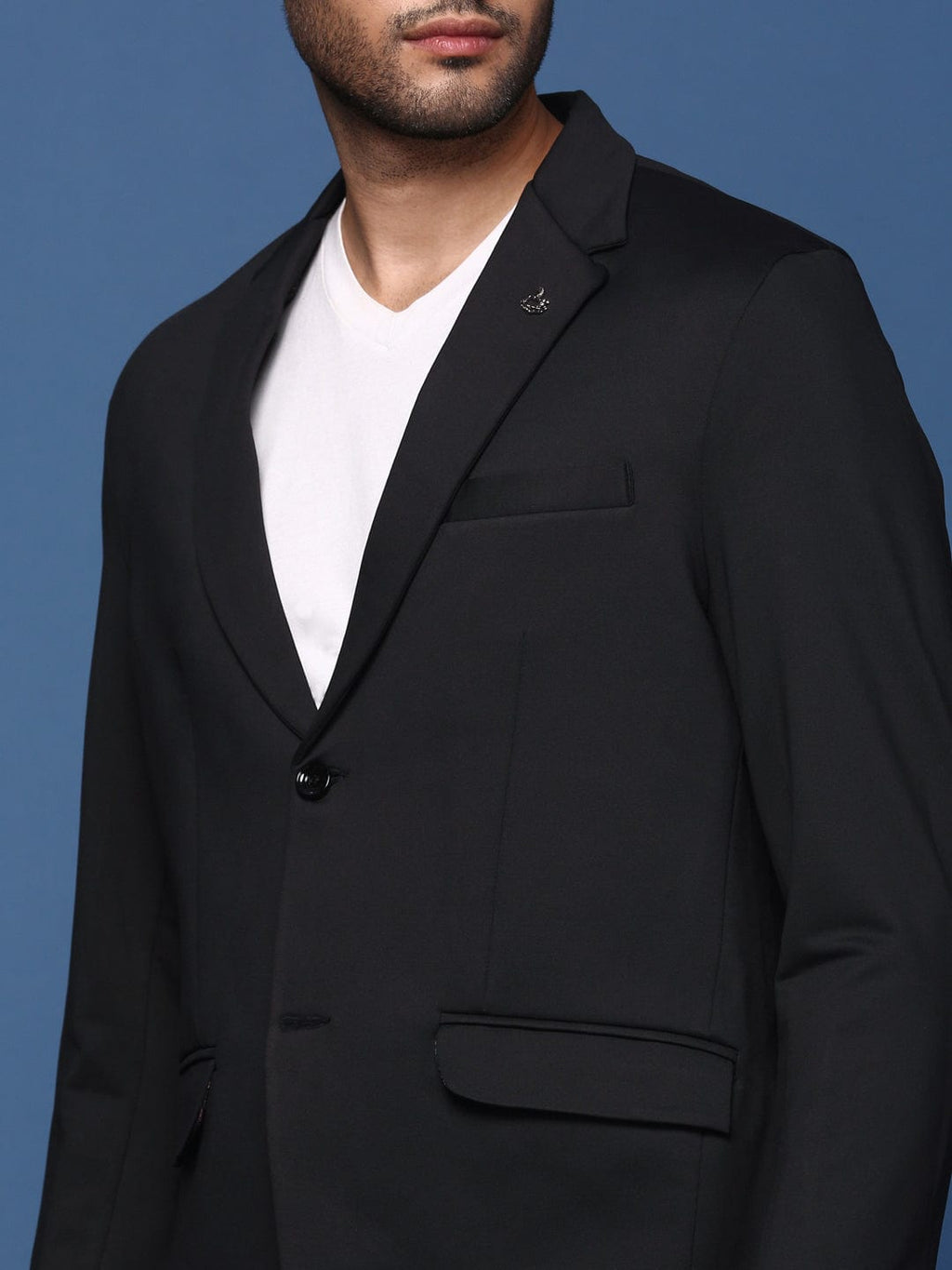 Men's Black Single Breasted Slim Fit Casual Blazer