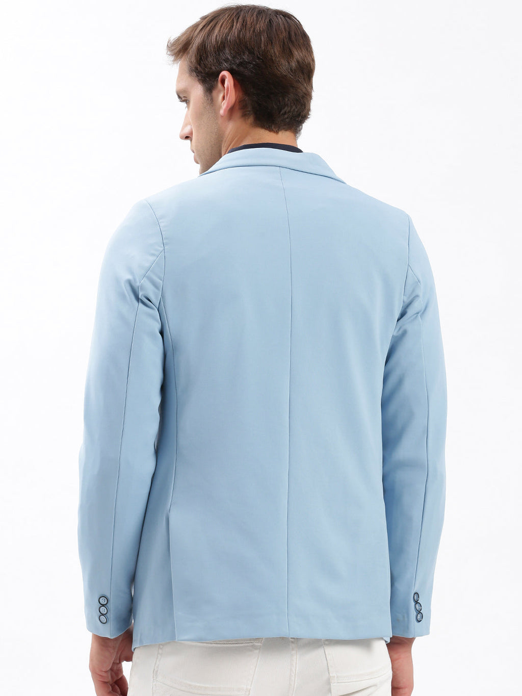 Men's Blue Slim Fit Notched Lapel Single-Breasted Casual Blazer