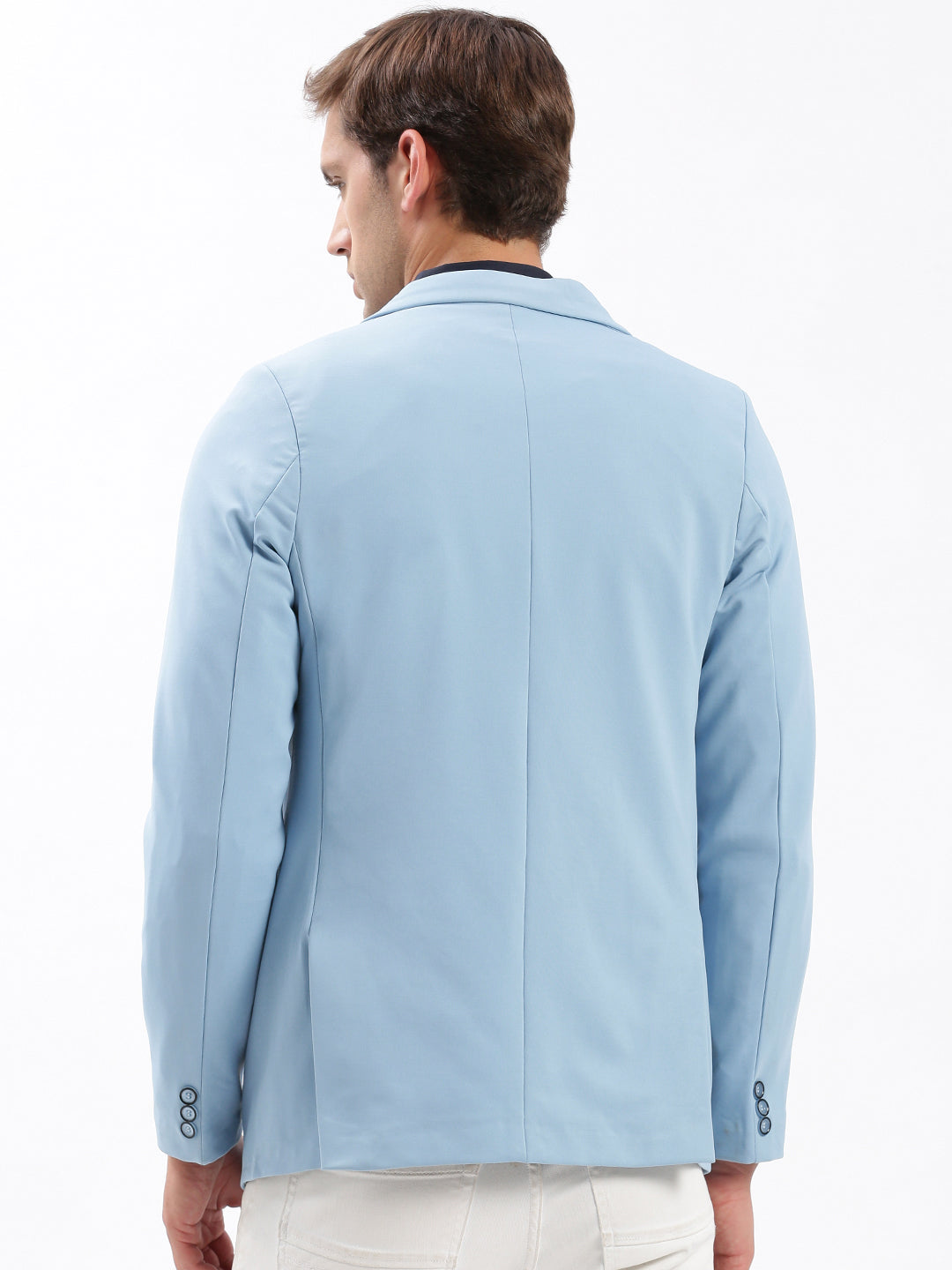 Men's Blue Slim Fit Notched Lapel Single-Breasted Casual Blazer