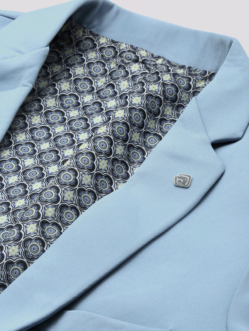 Men's Blue Slim Fit Notched Lapel Single-Breasted Casual Blazer