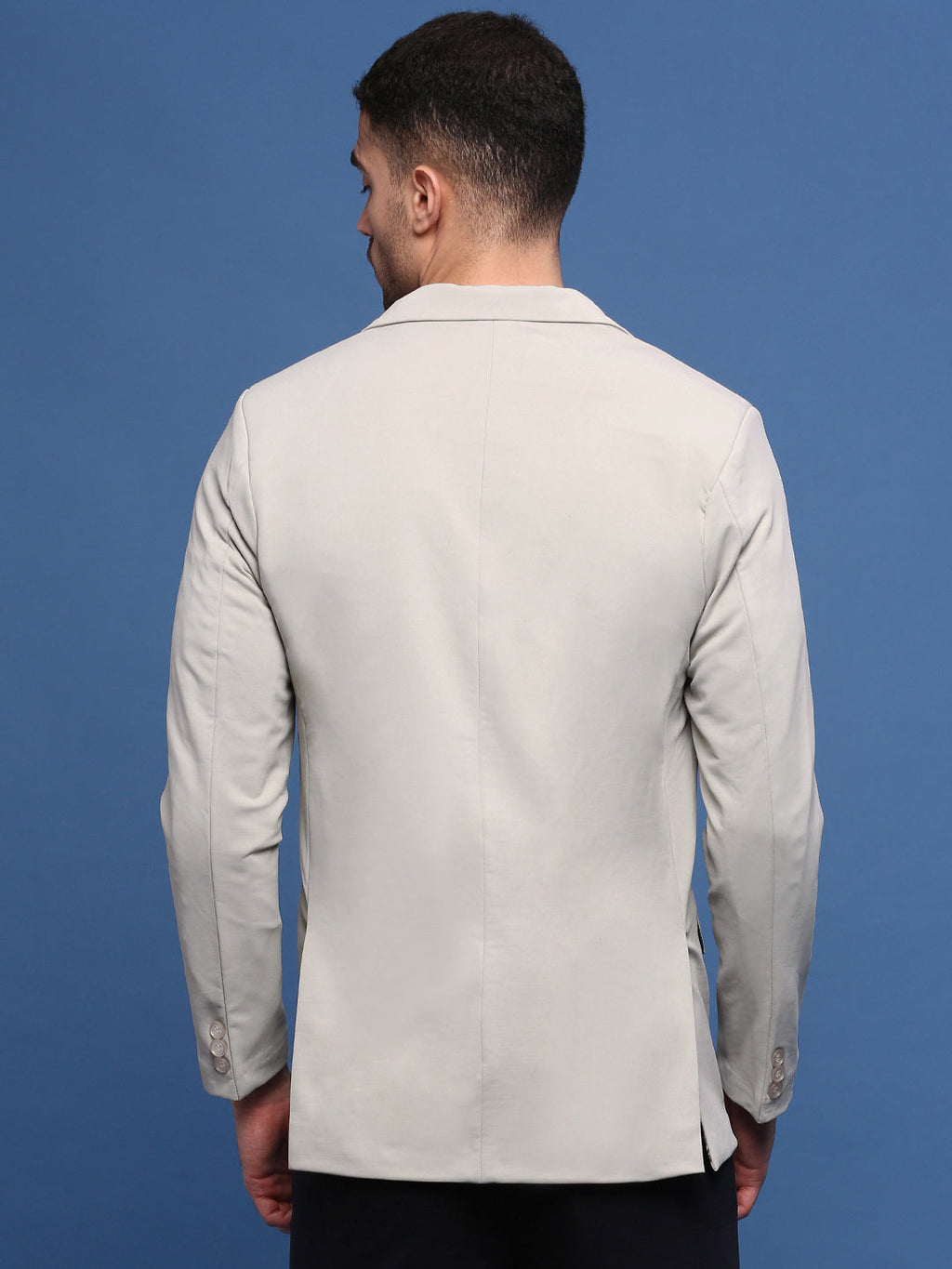 Men's Cream Solid Single Breasted Blazer