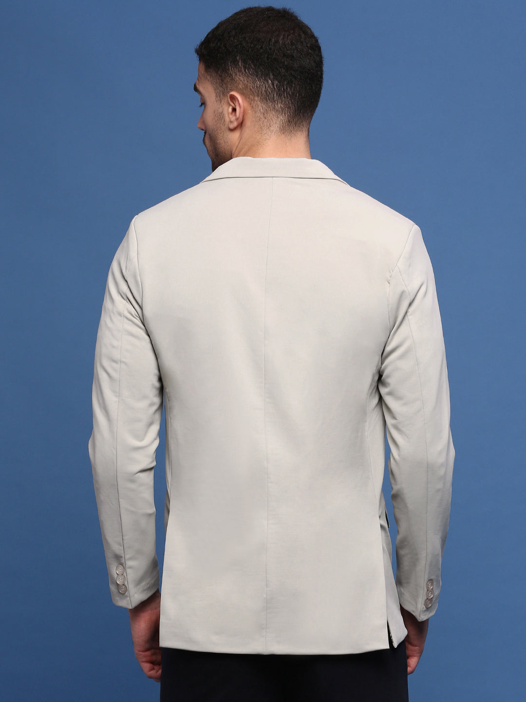 Men's Cream Solid Single Breasted Blazer