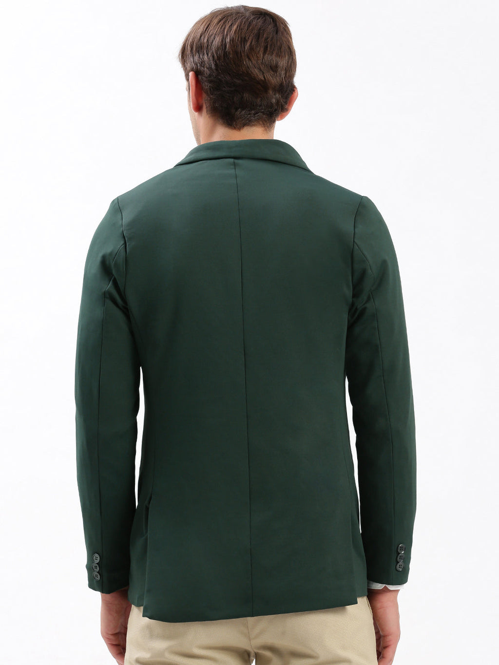 Men's Notched Lapel Solid Green Casual Blazer