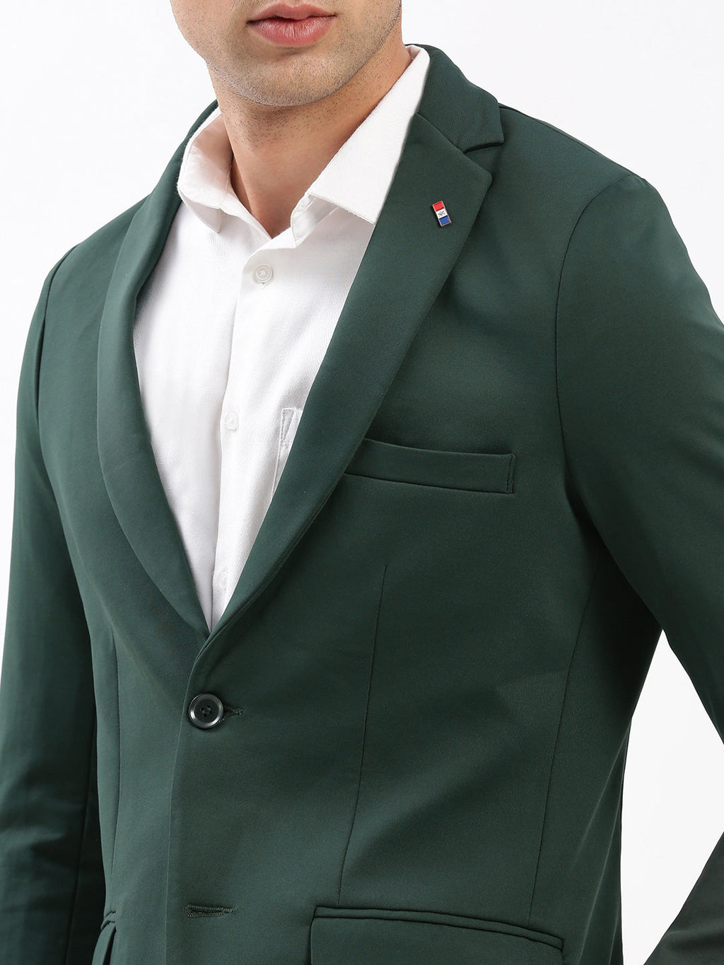 Men's Notched Lapel Solid Green Casual Blazer