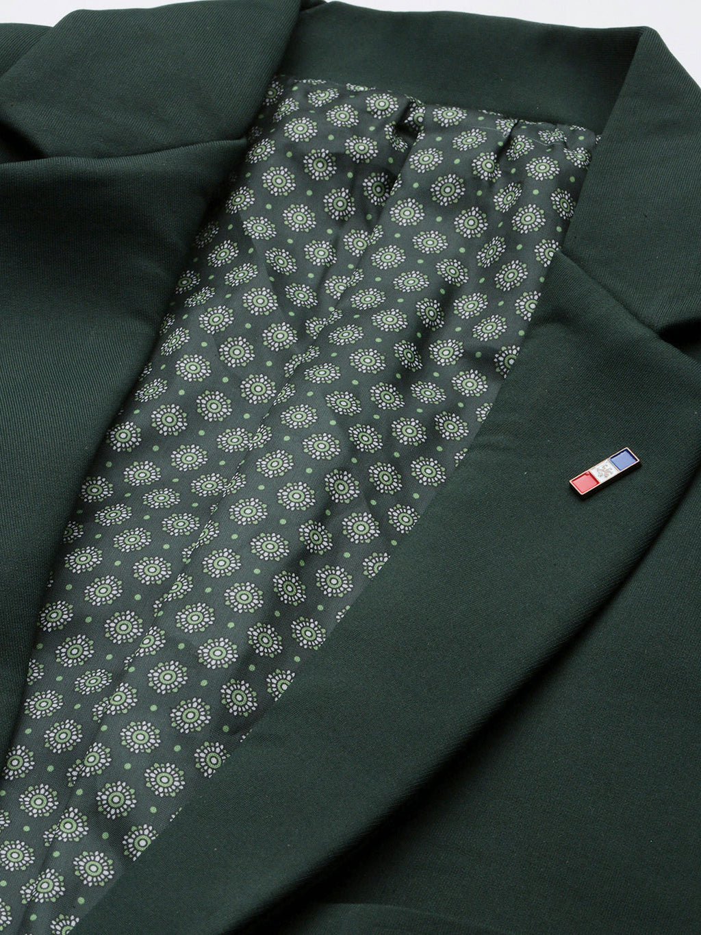 Men's Notched Lapel Solid Green Casual Blazer