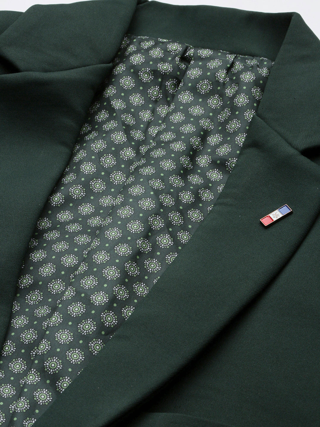 Men's Notched Lapel Solid Green Casual Blazer