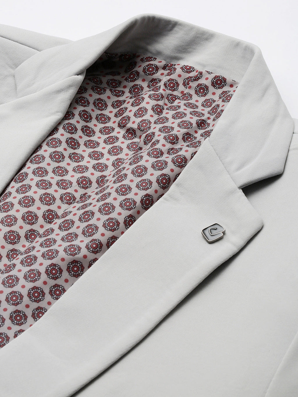 Men's Grey Slim Fit Notched Lapel Single-Breasted Classic Blazer