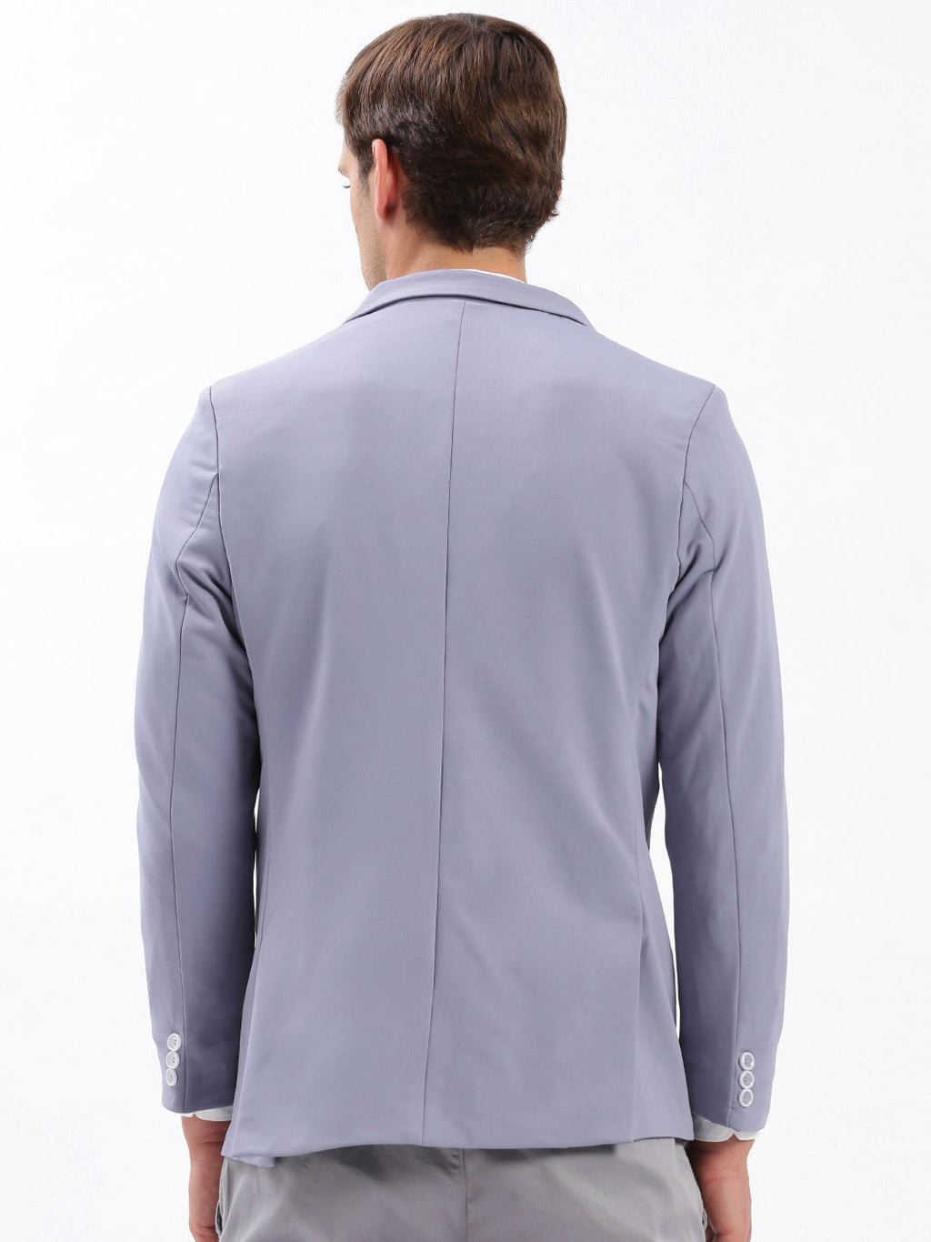 Men's Notched Lapel Solid Lavender Blazer