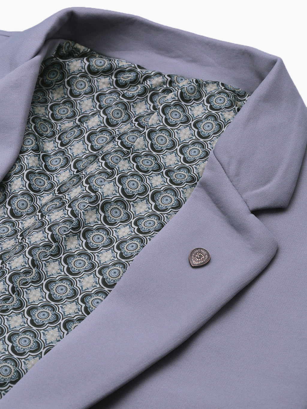 Men's Notched Lapel Solid Lavender Blazer