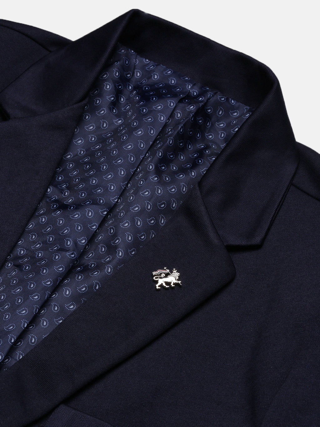 Men's Navy Blue Solid Single Breasted Blazer