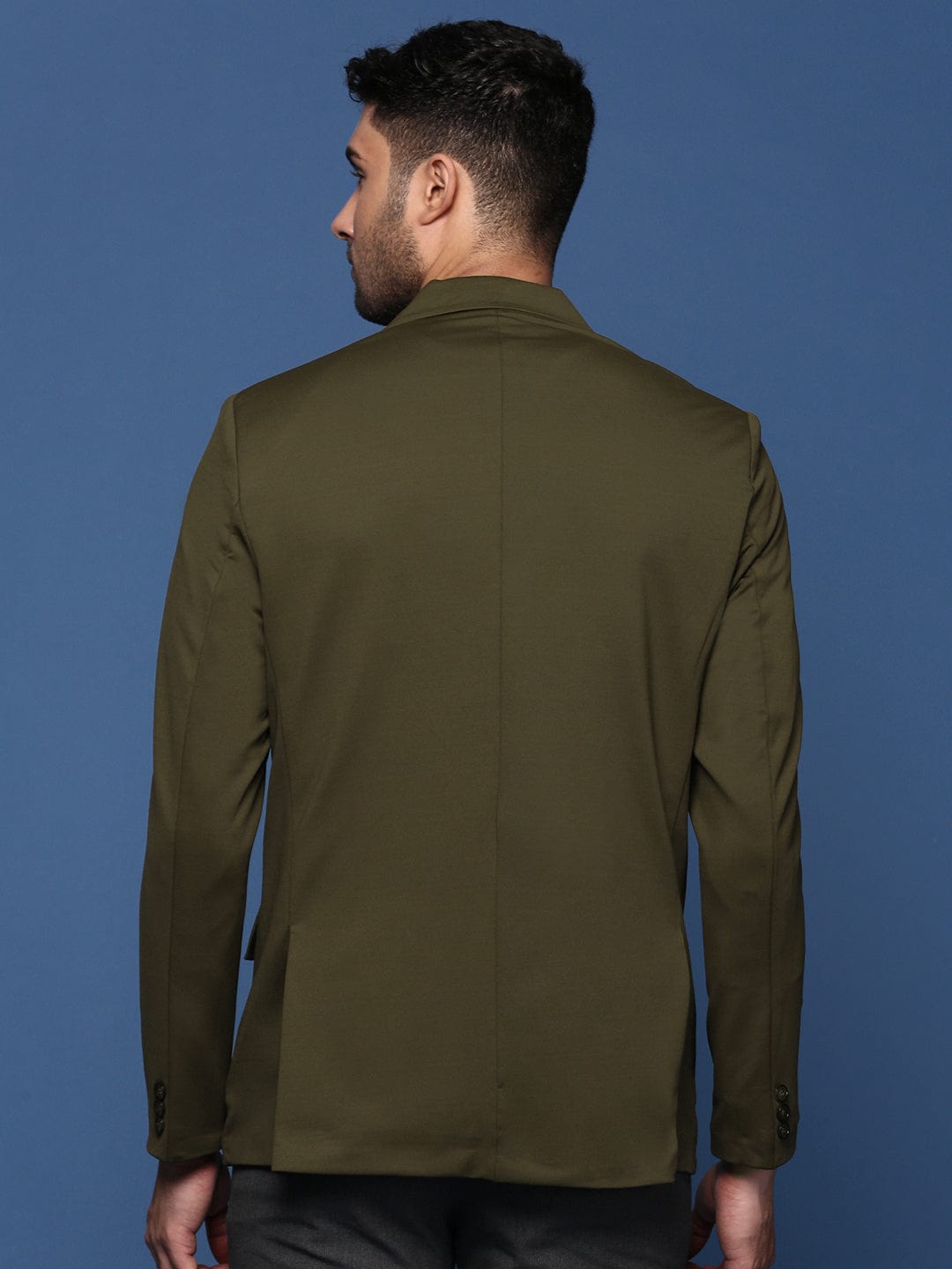 Men's Olive Slim Fit Single Breasted Blazer