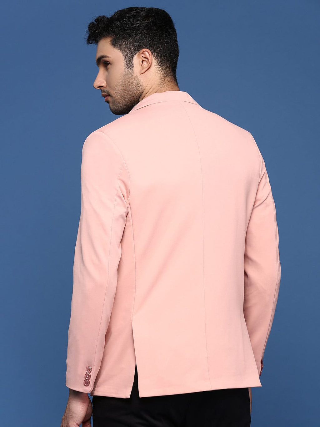 Men's Peach Slim Fit Single Breasted Blazer