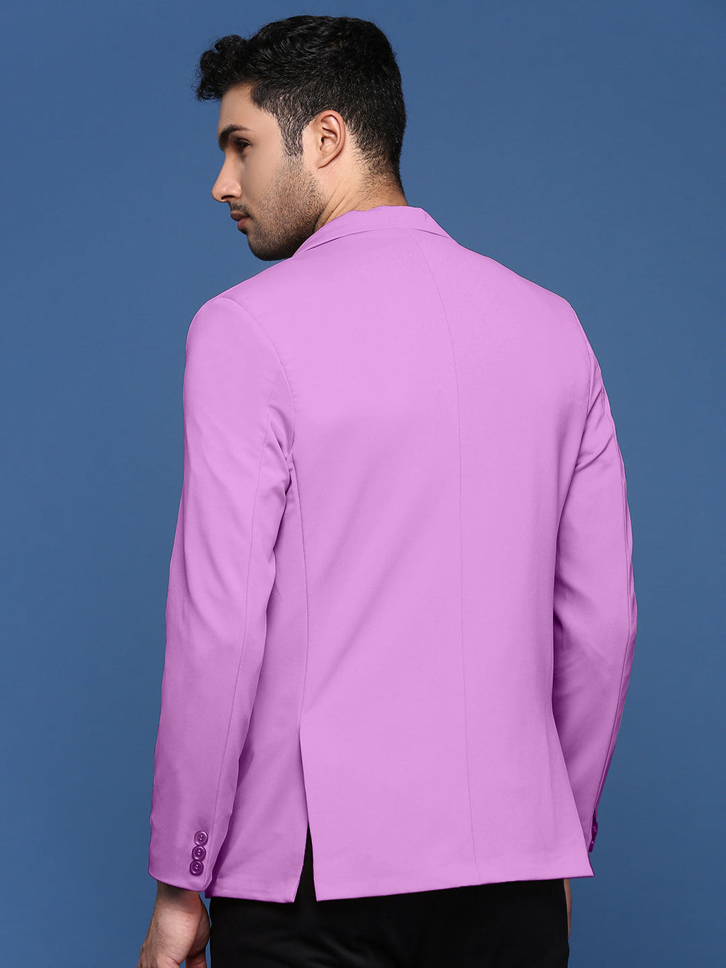 Men's Purple Solid Single-Breasted Blazer