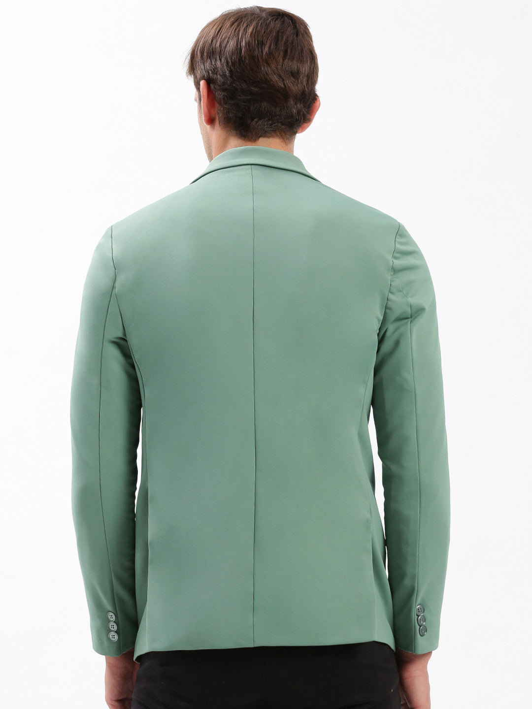 Men's Notched Lapel Solid Sea Green Blazer