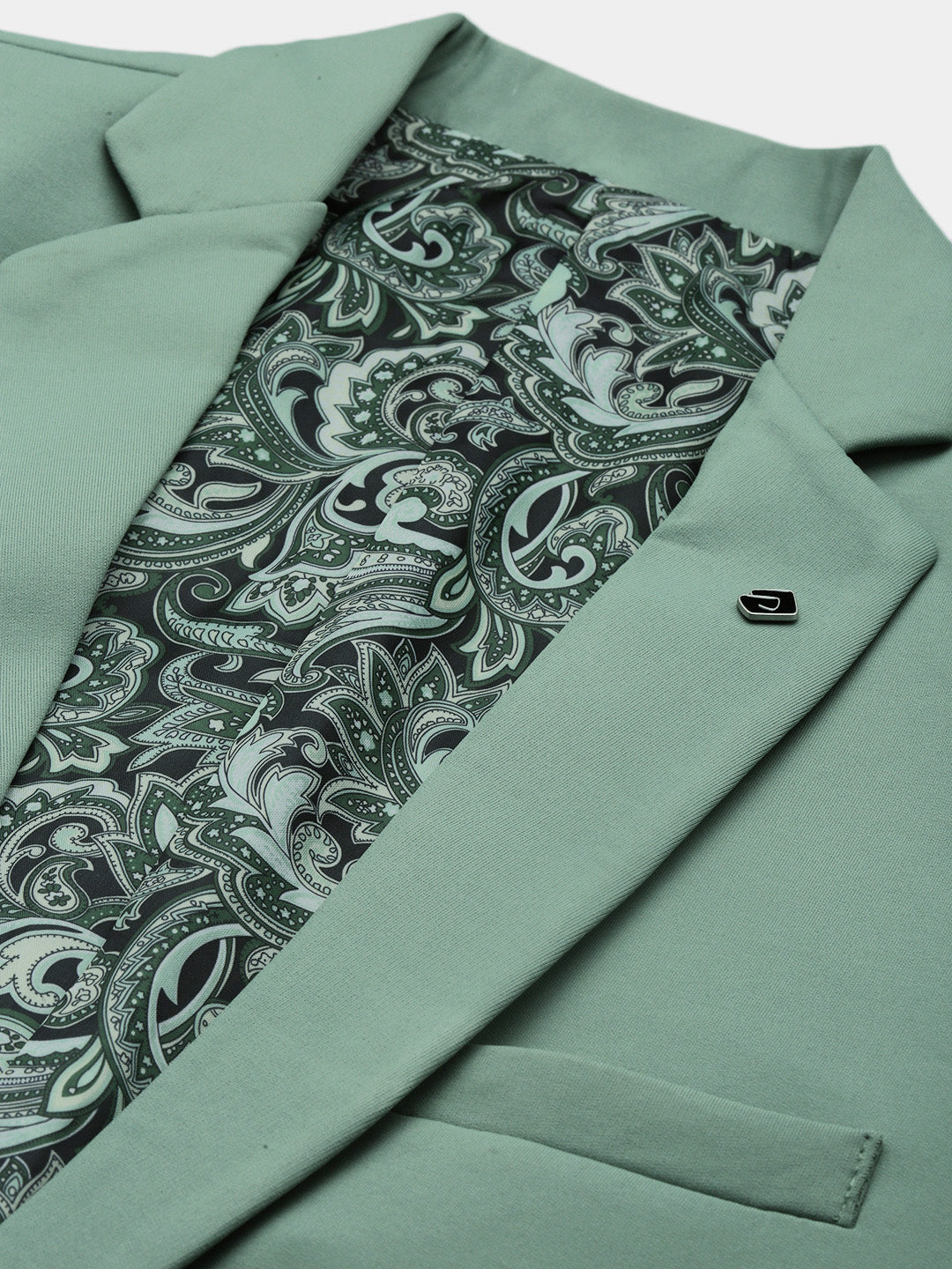 Men's Notched Lapel Solid Sea Green Blazer