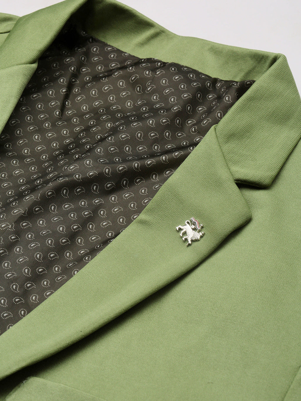 Men's Green Slim-Fit Notched Lapel Collar Single-Breasted Blazer