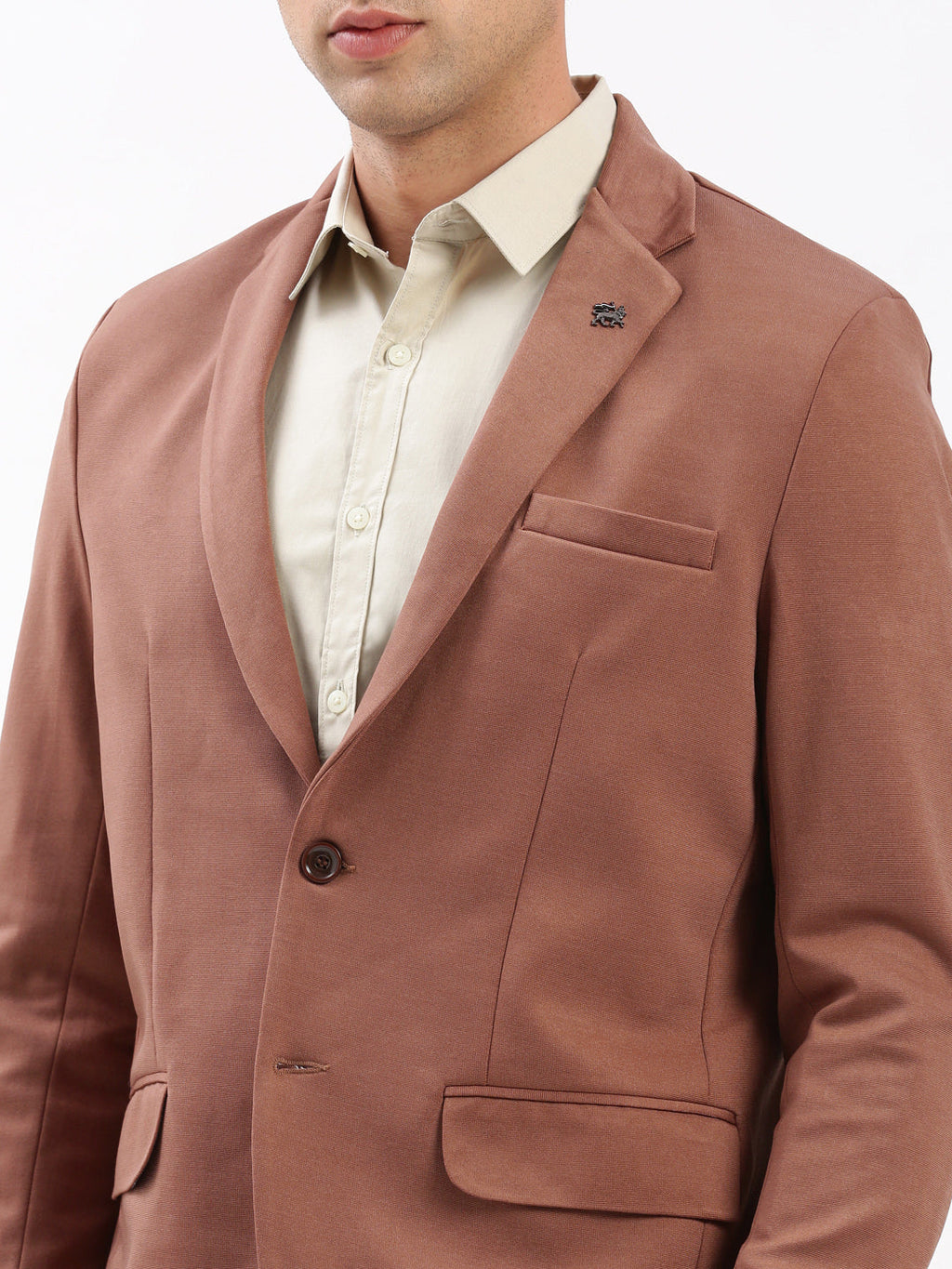 Men's Brown Slim Fit Notched Lapel Single-Breasted Casual Blazer