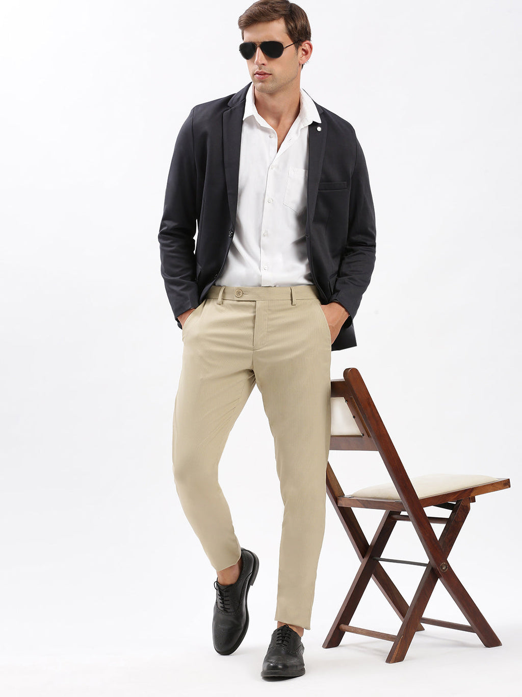 Men's Charcoal Slim Fit Notched Lapel Single-Breasted Casual Blazer