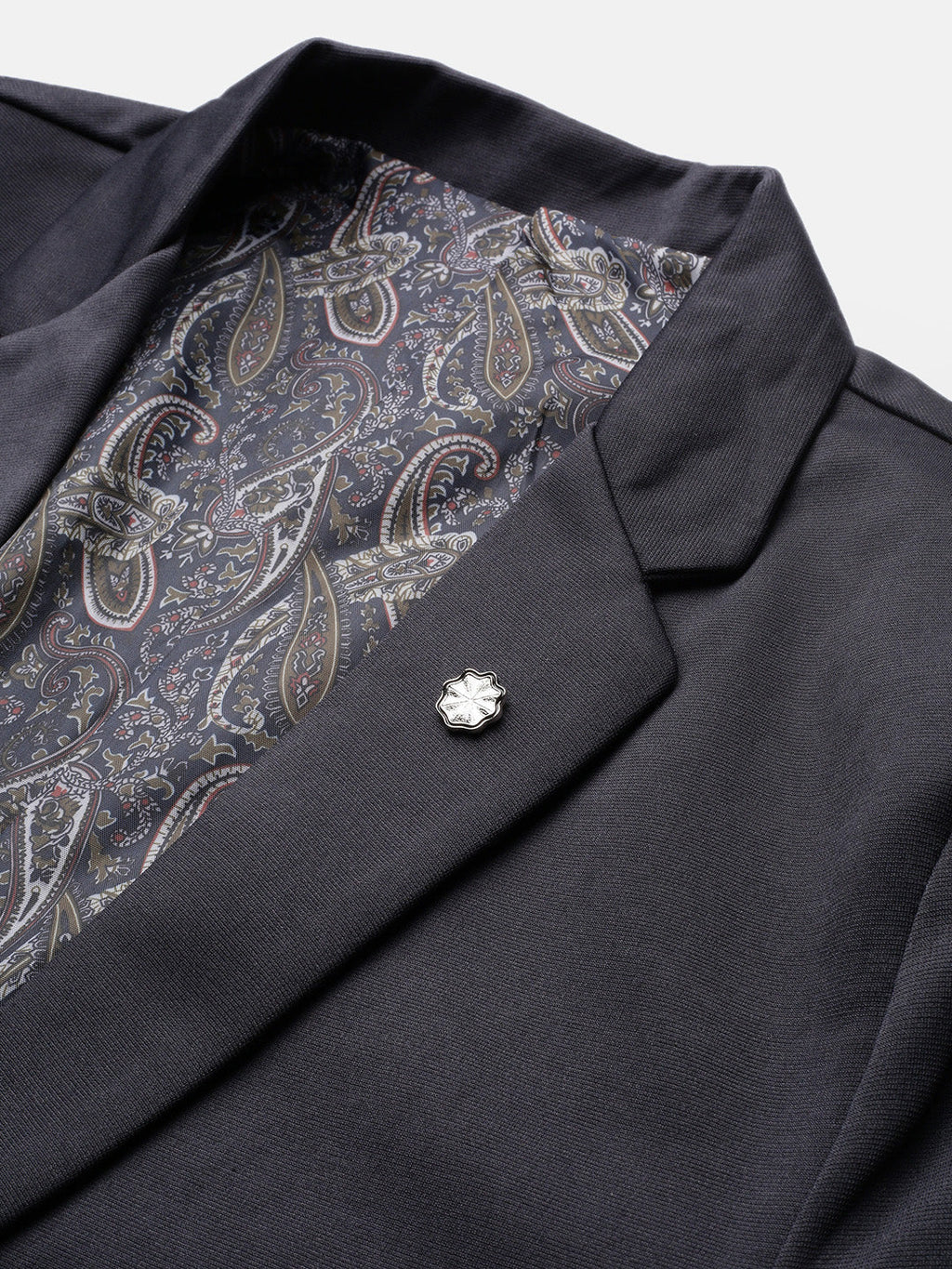 Men's Charcoal Slim Fit Notched Lapel Single-Breasted Casual Blazer