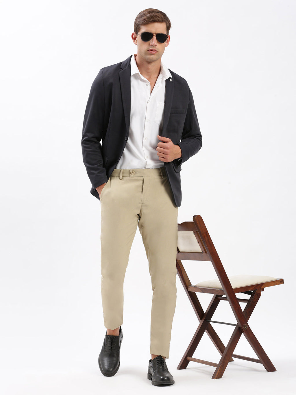 Men's Charcoal Slim Fit Notched Lapel Single-Breasted Casual Blazer