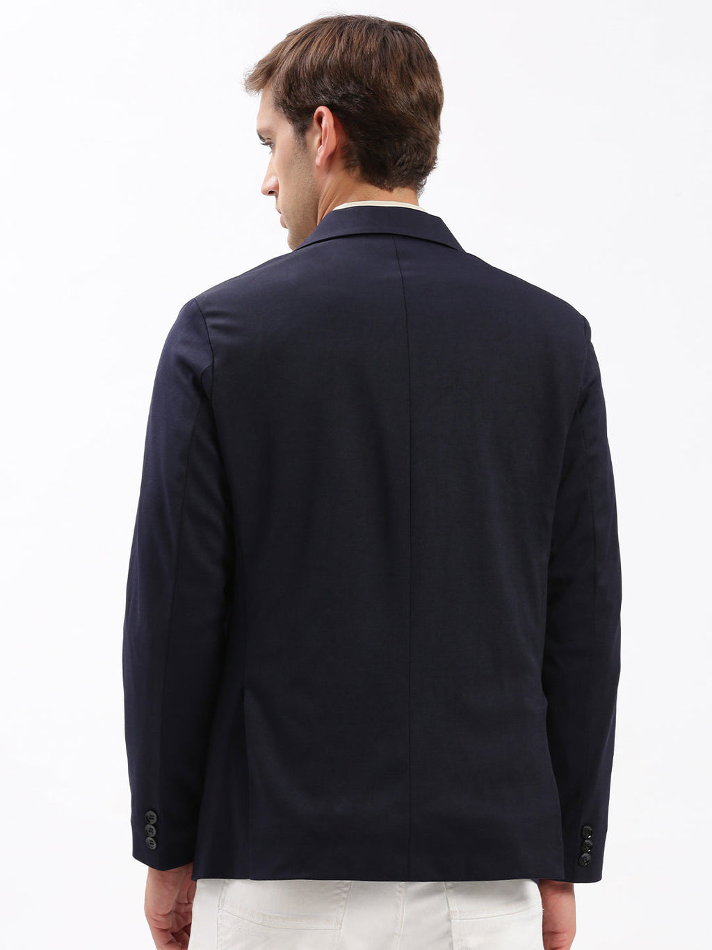 Men's Navy Blue Slim-Fit Notched Lapel Single Breasted Blazer