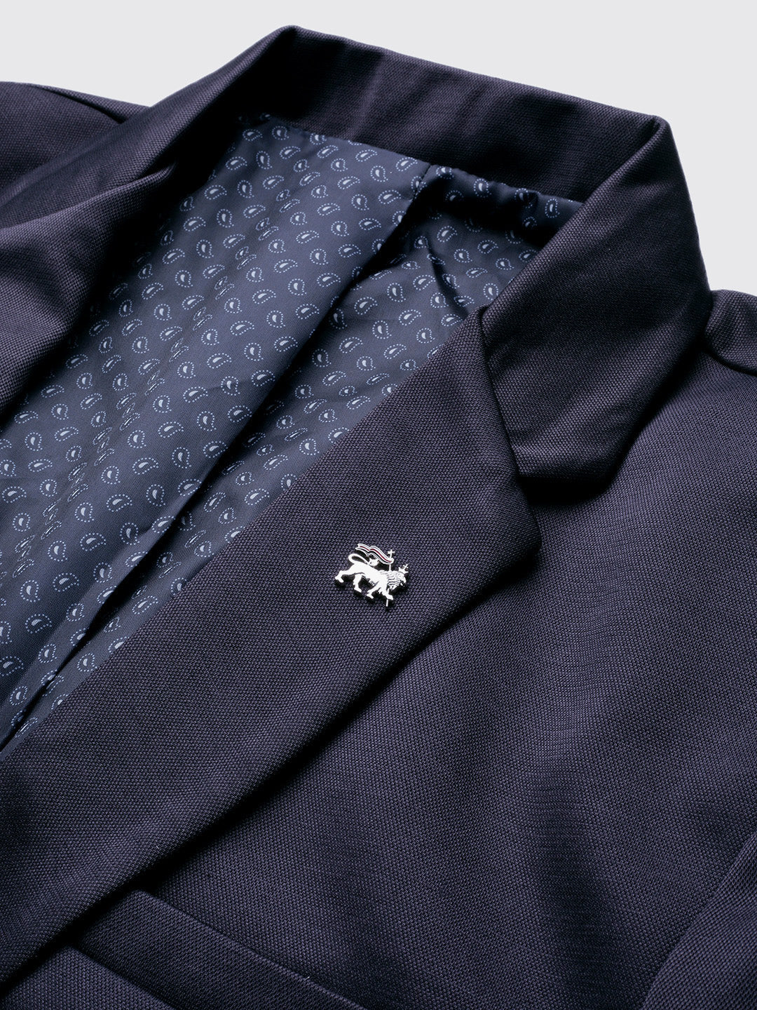 Men's Navy Blue Slim-Fit Notched Lapel Single Breasted Blazer