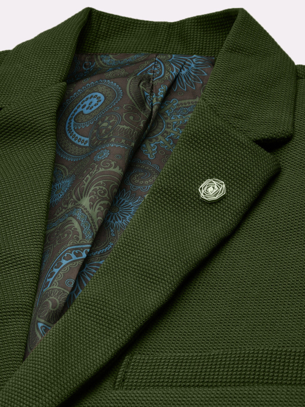 Men's Green Solid Single Breasted Blazer