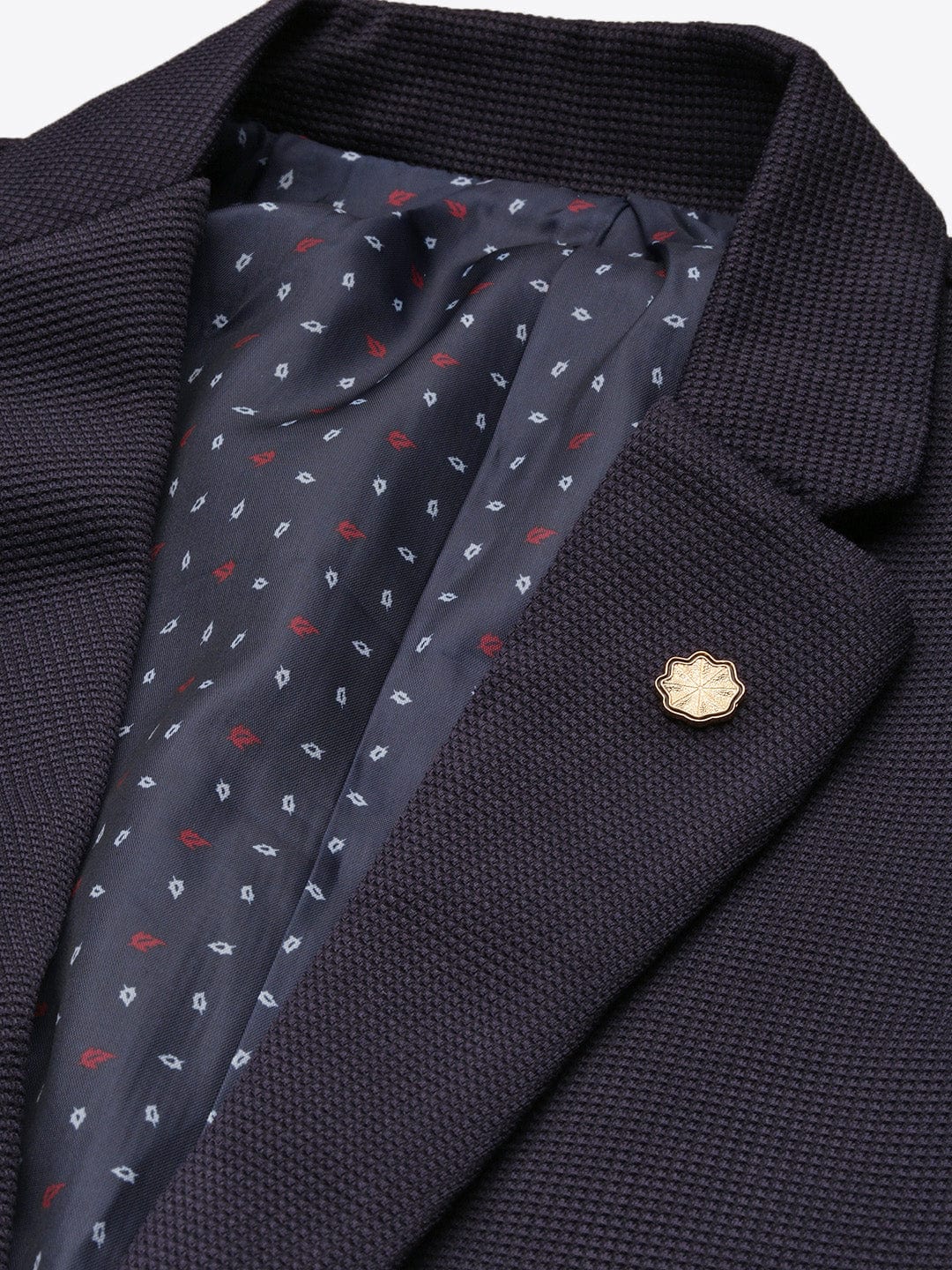 Men's Navy Blue Slim-Fit Notched Lapel Collar Single Breasted Cotton Casual Blazer