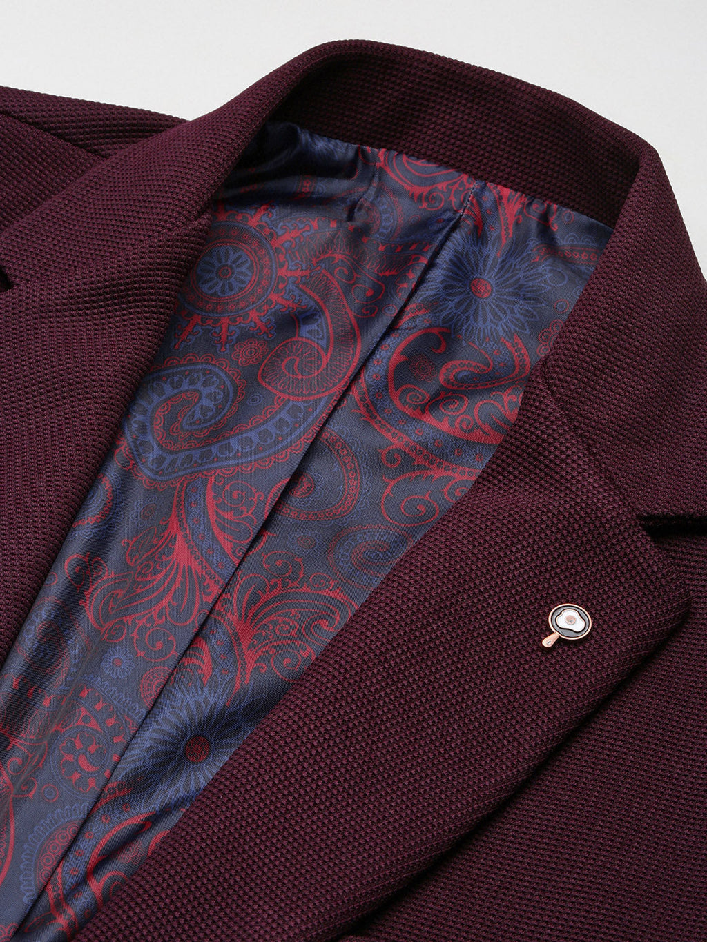 Men's Purple Solid Single Breasted Blazer