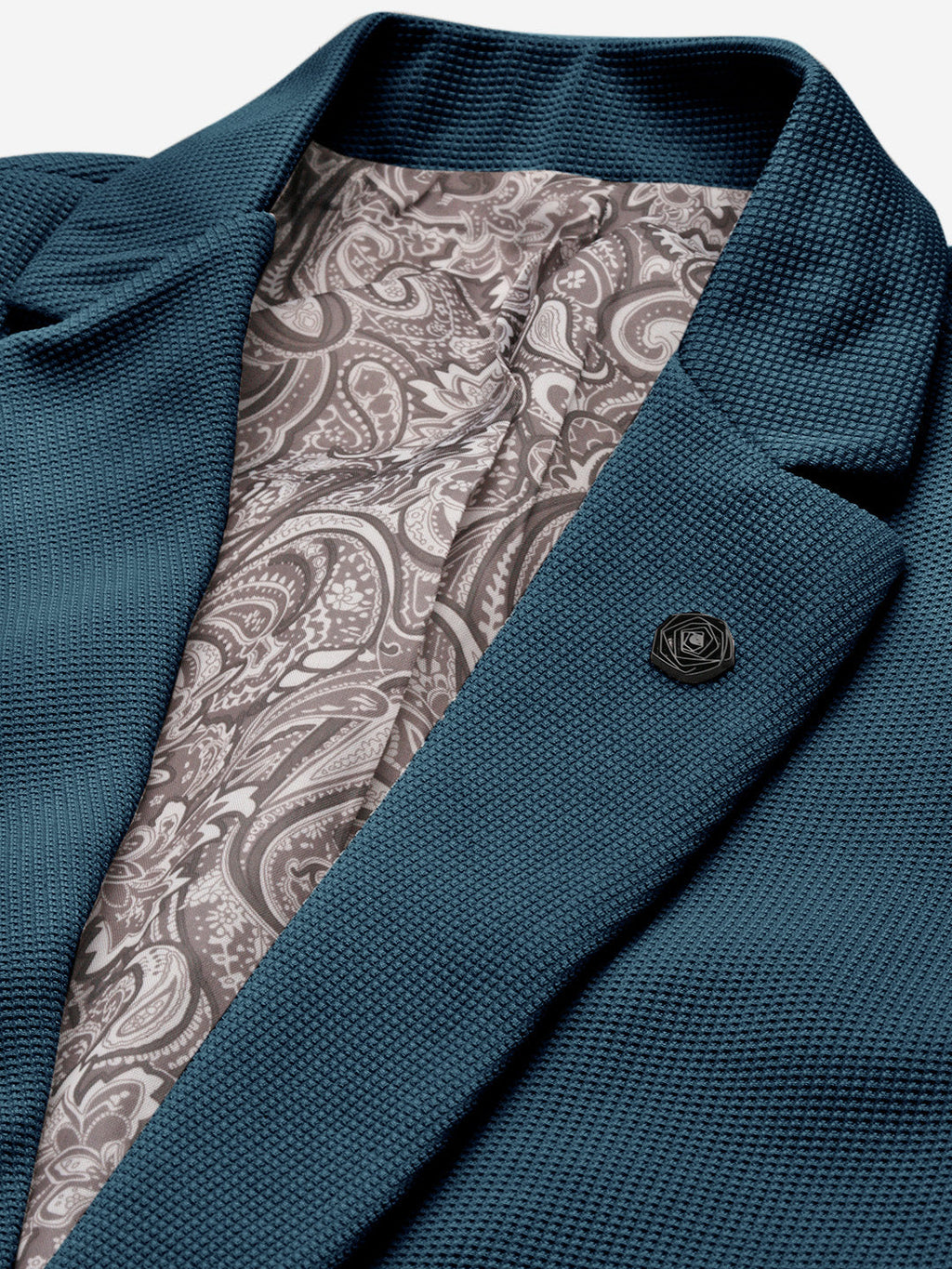 Men's Teal Solid Single Breasted Blazer