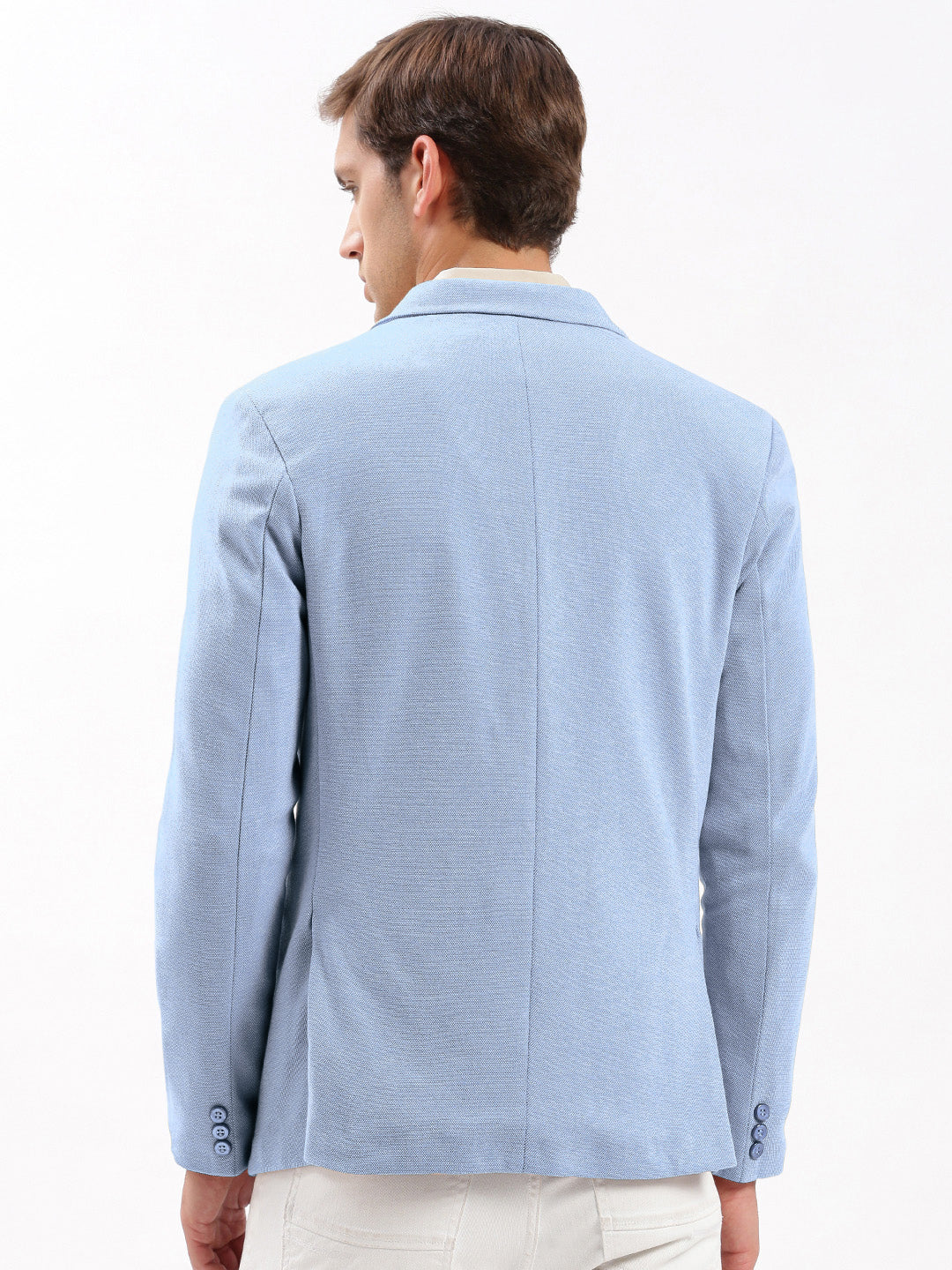 Men's Blue Single-Breasted Slim Fit Blazer with Notched Lapel