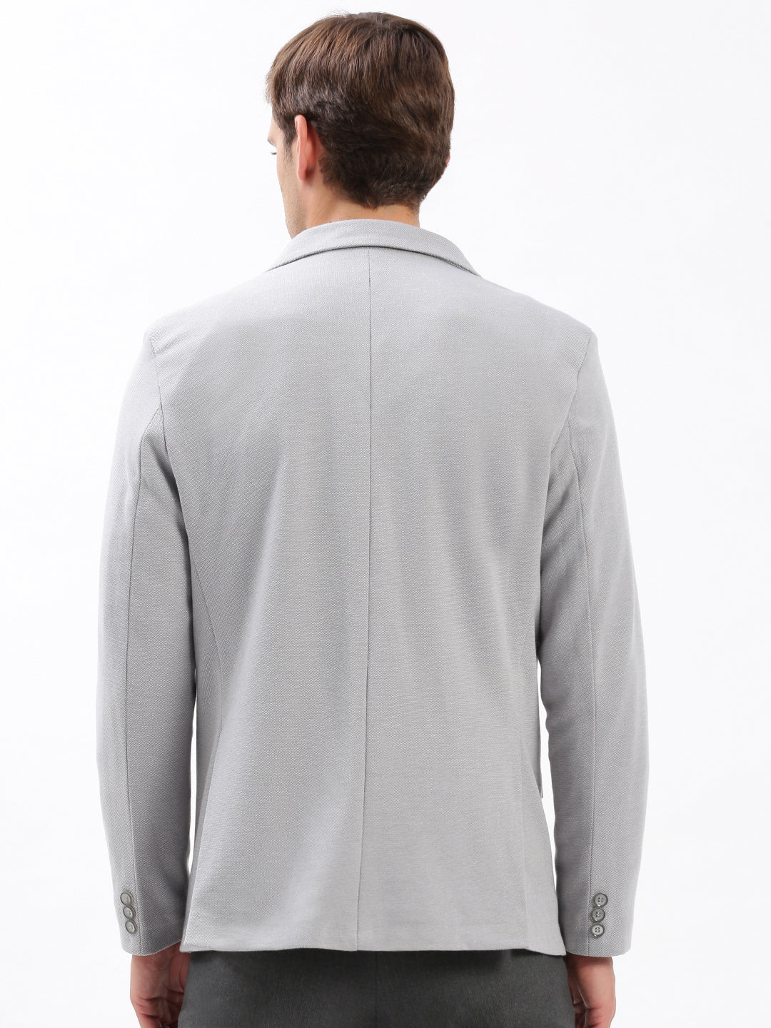 Men's Grey Slim-Fit Notched Lapel Collar Single-Breasted Casual Blazer
