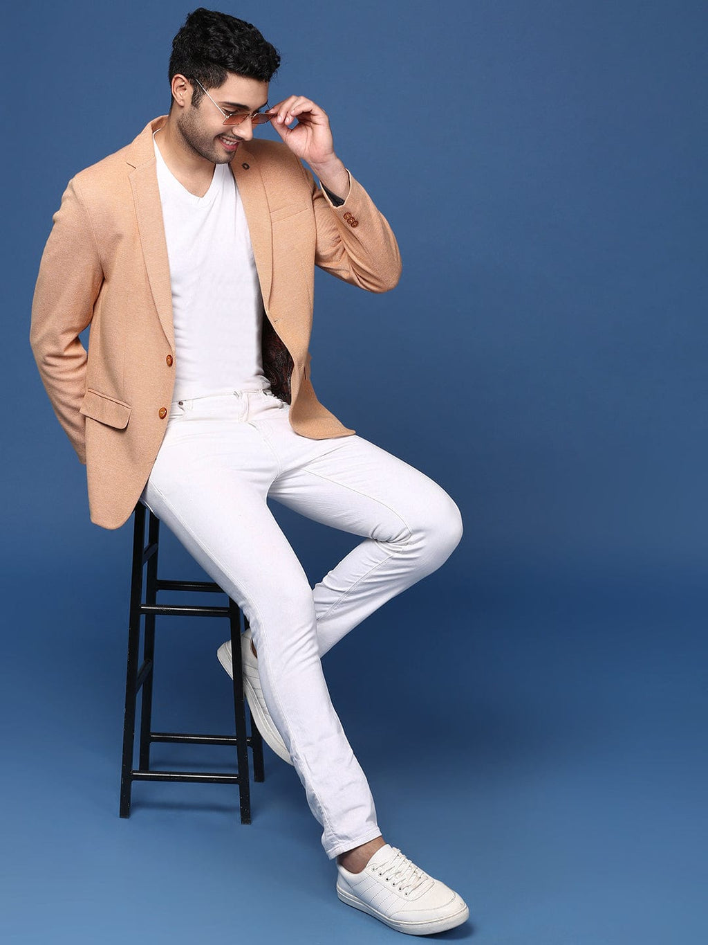 Men's Orange Slim Fit Single Breasted Blazer