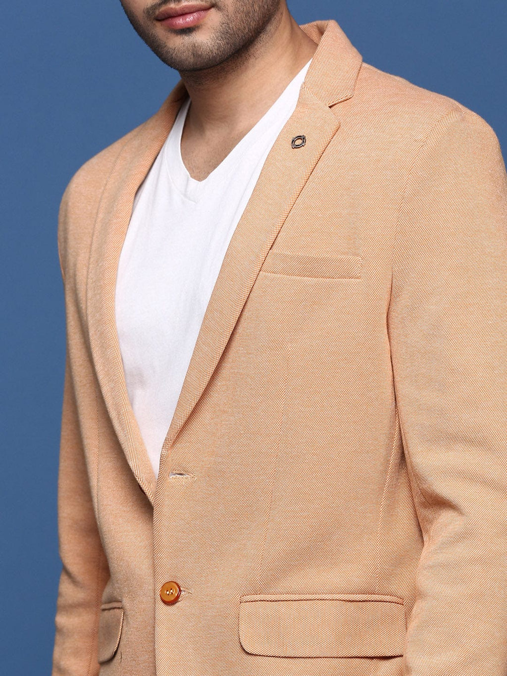 Men's Orange Slim Fit Single Breasted Blazer