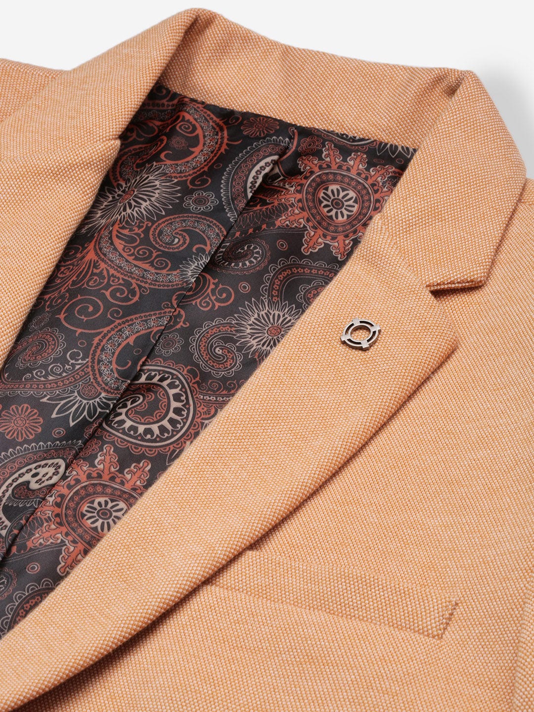 Men's Orange Slim Fit Single Breasted Blazer