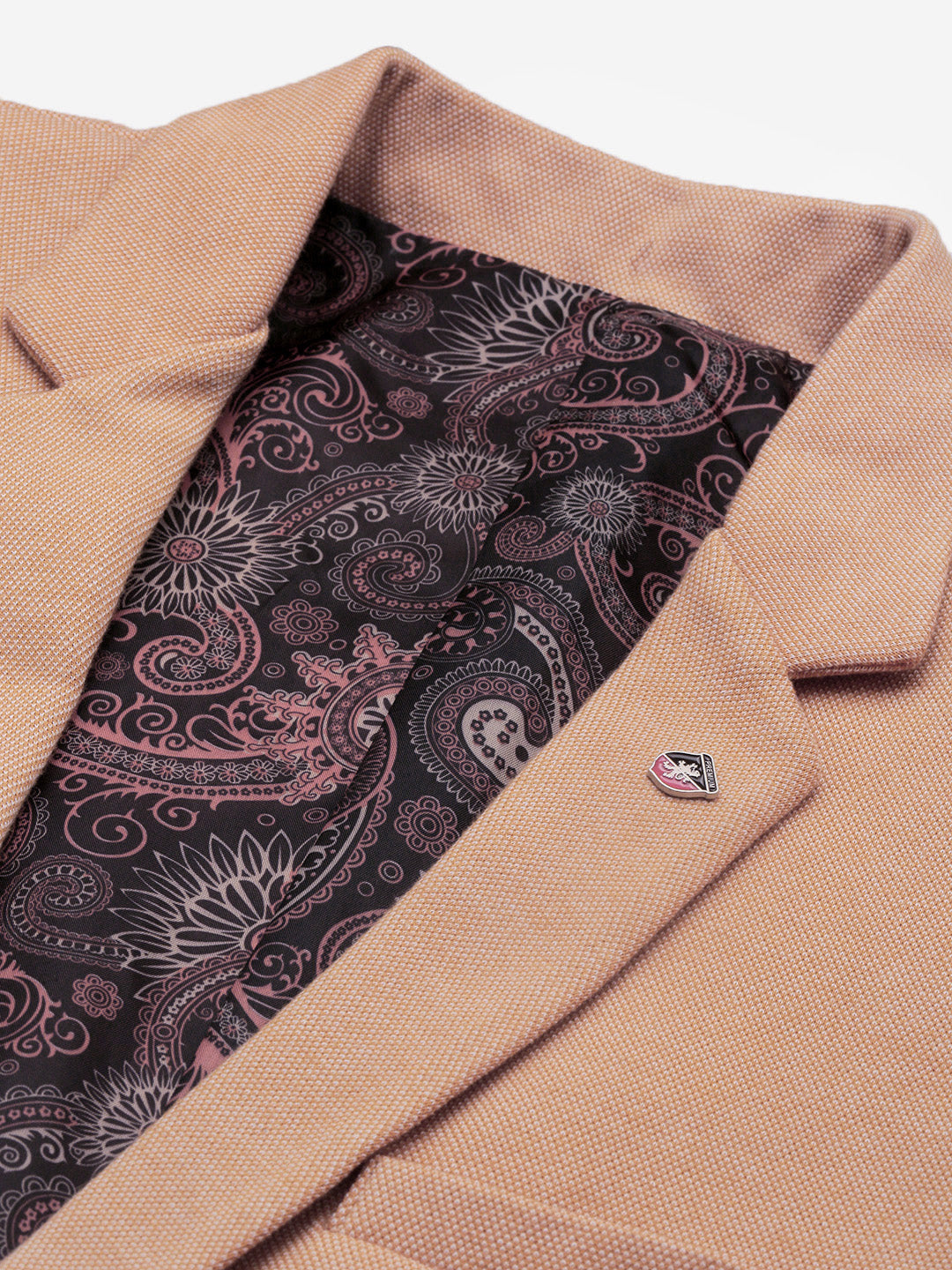 Men's Notched Lapel Solid Peach Blazer