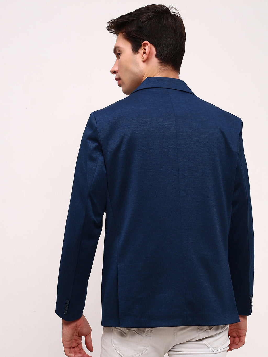 Men's Teal Slim-Fit Single-Breasted Cotton Blazer