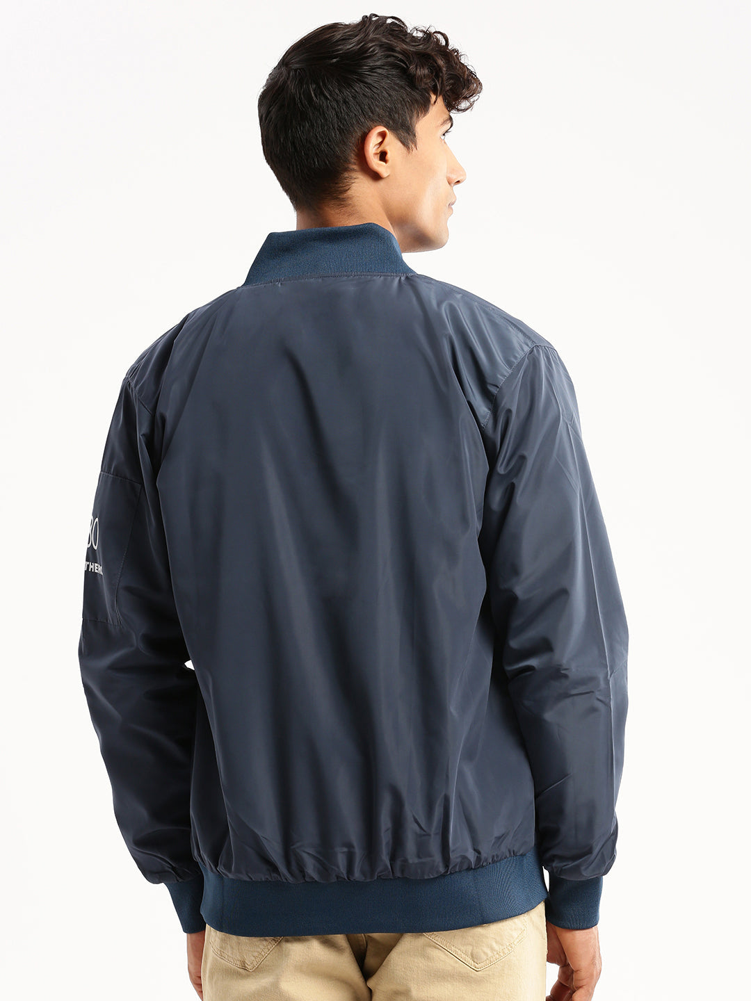 Men's Teal Mock Collar Bomber Jacket