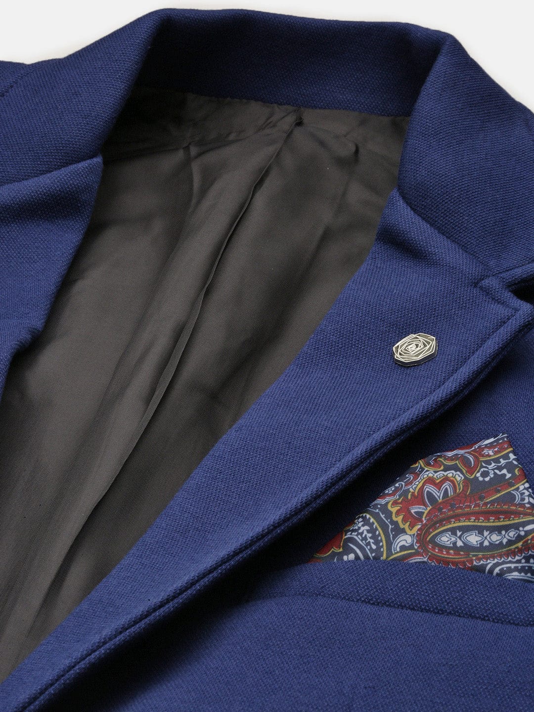 Men's Blue Slim-Fit Notched Lapel Collar Single Breasted Casual Blazer