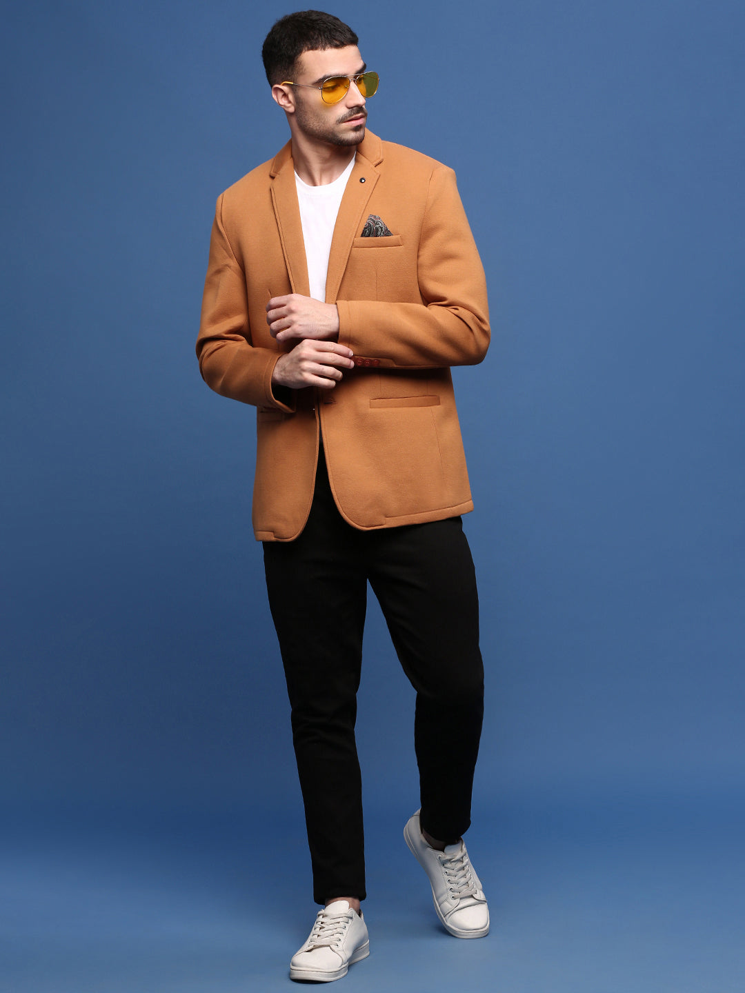 Men's Camel Brown Slim Fit Single Breasted Blazer